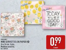 ALDI Sublimo mini serviettes en papier offre