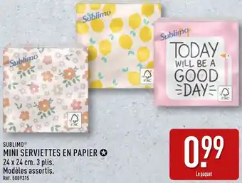 ALDI Sublimo mini serviettes en papier offre