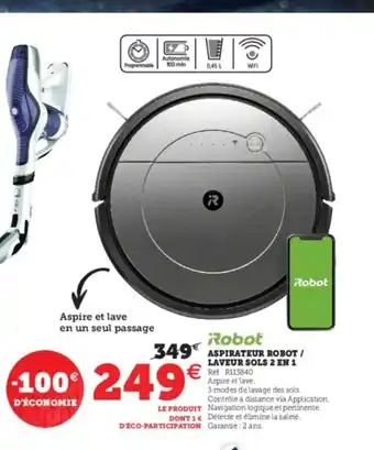 Super U Aspirateur Robot / Laveur Sols 2 En 1 offre