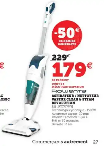 Super U Aspirateur / Nettoyeur Vapeur Clean & Steam Revolution offre