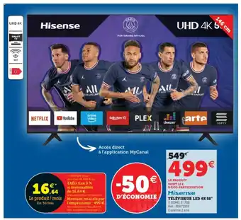 Super U Téléviseur Led 4K 58" offre