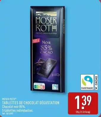 ALDI Moser roth tablettes de chocolat dégustation offre