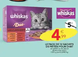 Stokomani WHISKAS Le pack de 12 sachets de pâtées pour chat offre