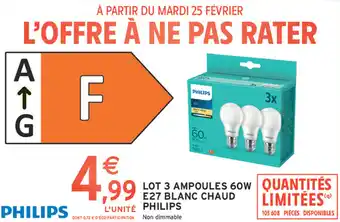 Intermarché Express Lot 3 ampoules 60w e27 blanc chaud philips offre