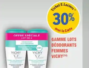 E.Leclerc Parapharmacie Gamme lots déodorants femmes vichy offre