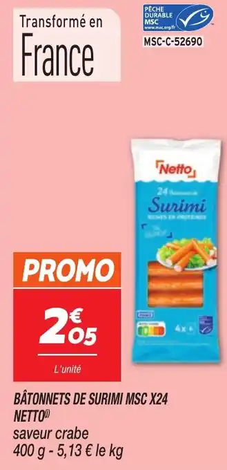 Netto NETTO Bâtonnets de surimi msc x24 offre