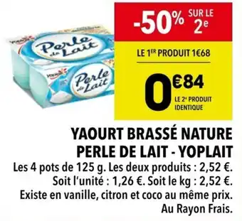 Supeco Yaourt brassé nature perle de lait - yoplait offre