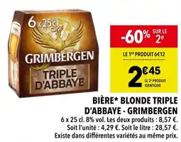 Supeco Bière blonde triple d'abbaye - grimbergen offre