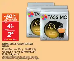 Netto TASSIMO Dosettes de café l'or long classique offre