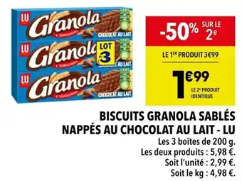 Supeco Biscuits granola sablés nappés au chocolat au lait - lu offre