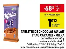 Supeco Tablette de chocolat au lait et au caramel - milka offre