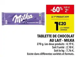 Supeco Tablette de chocolat au lait - milka offre