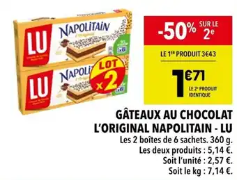 Supeco Gâteaux au chocolat l'original napolitain - lu offre