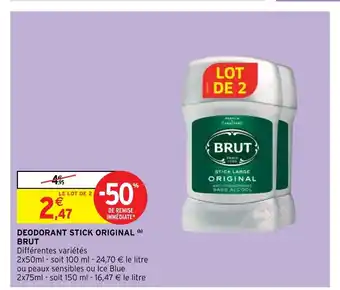 Intermarché Hyper Deodorant Stick Original Brut offre