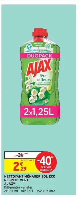 Intermarché Hyper Nettoyant Ménager Sol éco Respect Vert Ajax offre