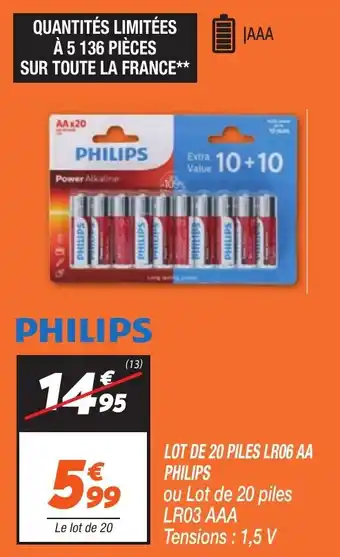 Netto PHILIPS Lot de 20 piles lr06 aa offre