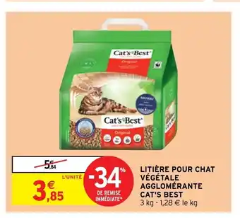Intermarché Hyper Litiére Pour Chat Végétale Agglomérante Cat's Best offre