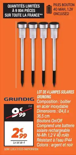 Netto GRUNDING Lot de 4 lampes solaires offre