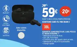 E.Leclerc JBL Ecouteurs sans fil vibe beam 2 offre