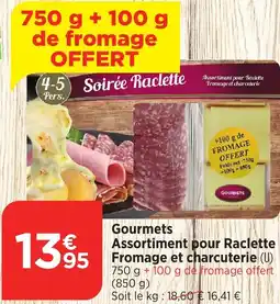 Bi1 Gourmets Assortiment pour Raclette Fromage et charcuterie offre