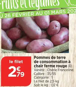 Bi1 Pommes de terre de consommation à chair ferme rouge offre