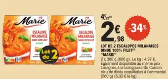 E.Leclerc "MARIE" Lot de 2 escalopes milanaises dinde 100% filet offre