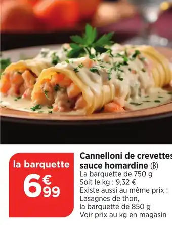 Bi1 Cannelloni de crevettes sauce homardine offre