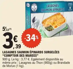 E.Leclerc "COMPTOIR DES MAREES" Lasagnes saumon épinards surgelées offre