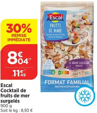 Bi1 Escal Cocktail de fruits de mer surgelés offre