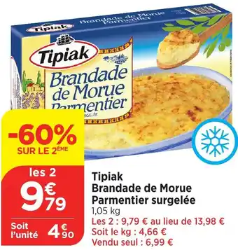 Bi1 Tiplak Brandade de Morue Parmentier surgelée offre