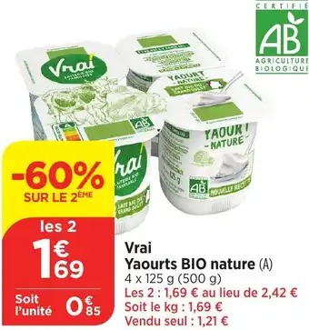 Bi1 Vrai Yaourts BIO nature offre