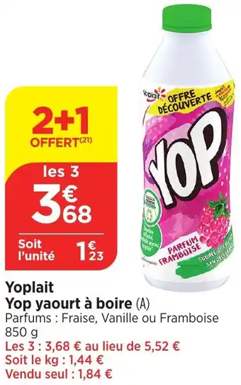 Bi1 Yoplait Yop yaourt à boire offre