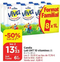 Bi1 Candia Lait UHT 10 vitamines offre