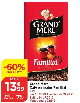 Bi1 Grand'❜Mère Café en grains Familial offre