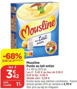 Bi1 Mousline Purée au lait entier offre