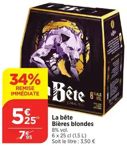 Bi1 La bête Bières blondes offre