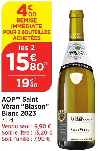 Bi1 AOP Saint Véran Blason Blanc 2023 offre