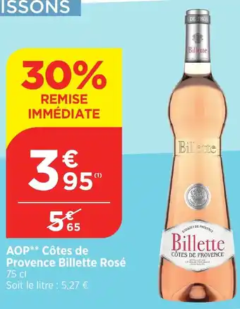 Bi1 AOP Côtes de Provence Billette Rosé offre