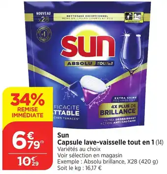 Bi1 Sun Capsule lave-vaisselle tout en 1 offre