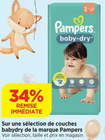 Bi1 Sur une sélection de couches babydry de la marque Pampers offre