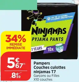 Bi1 Pampers Couches culottes ninjamas T7 offre