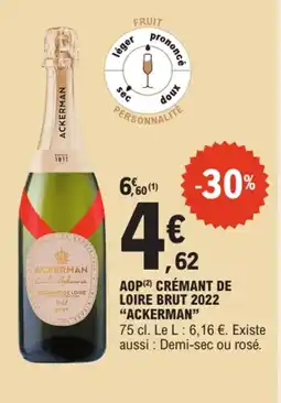 E.Leclerc "ACKERMAN" Aop crémant de loire brut 2022 offre