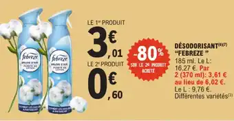 E.Leclerc "FEBREZE " Désodorisant offre