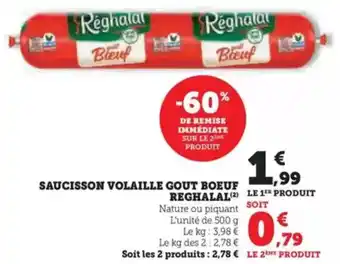 Hyper U Saucisson volaille gout boeuf reghalal offre