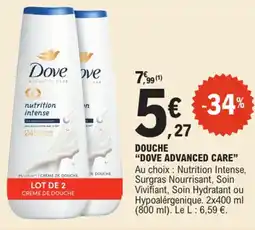 E.Leclerc "DOVE ADVANCED CARE" De douche offre