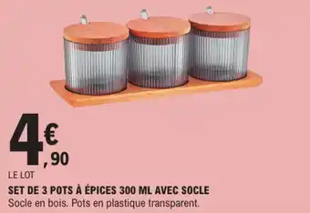 E.Leclerc Set de 3 pots à épices avec socle offre