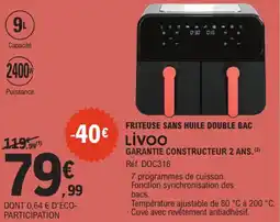 E.Leclerc LIVOO Friteuse sans huile double bac offre