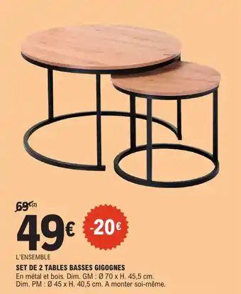 E.Leclerc Set de 2 tables basses gigognes offre