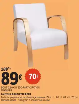 E.Leclerc Fauteuil bouclette écru offre