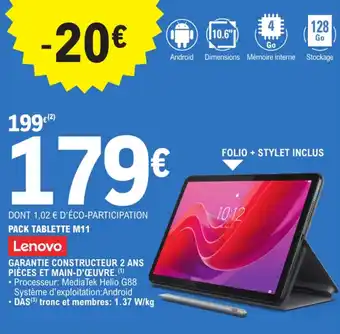 E.Leclerc LENOVO Pack tablette m11 offre